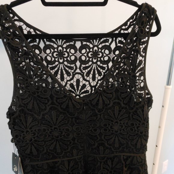 Adrianna Papell Black Lace Peplum Party Dress - Size 16 - Picture 10 of 10